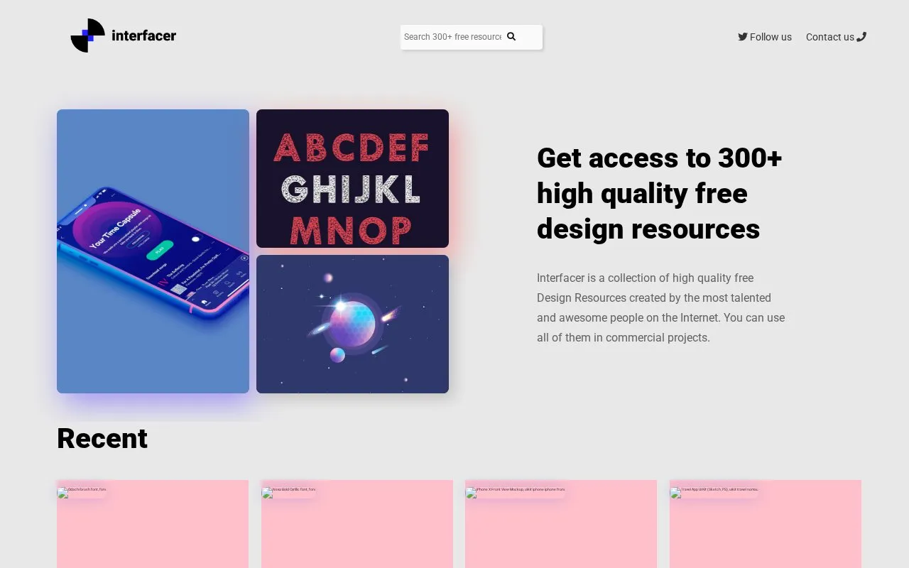 Interfacer homepage screenshot