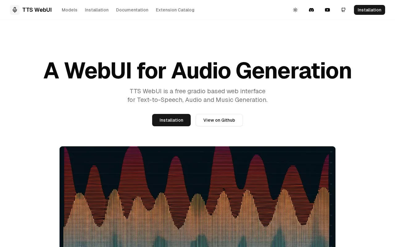 TTS-WebUI homepage screenshot