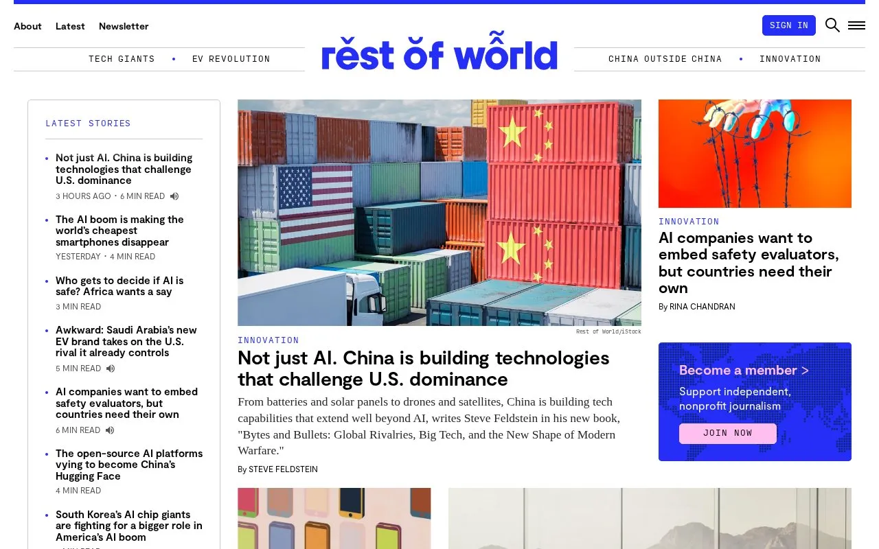 Rest of World homepage screenshot