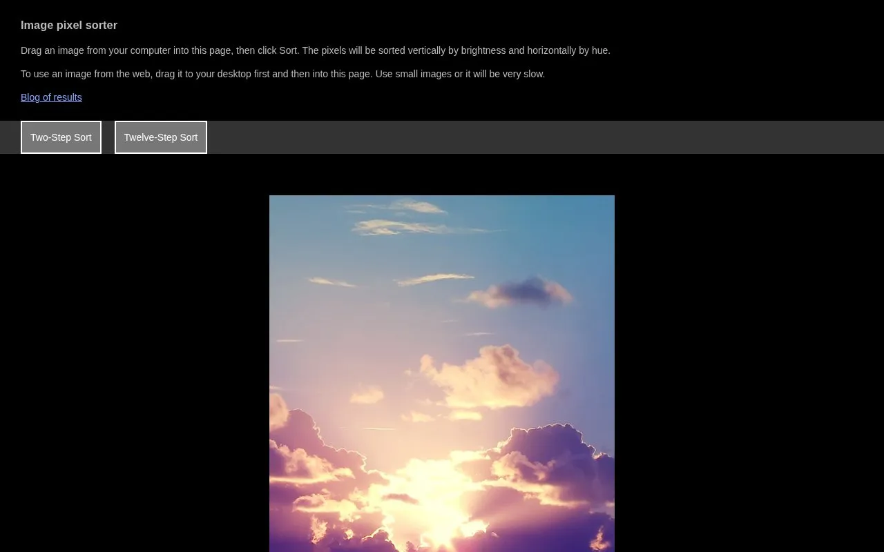 Image Pixel Sorter homepage screenshot