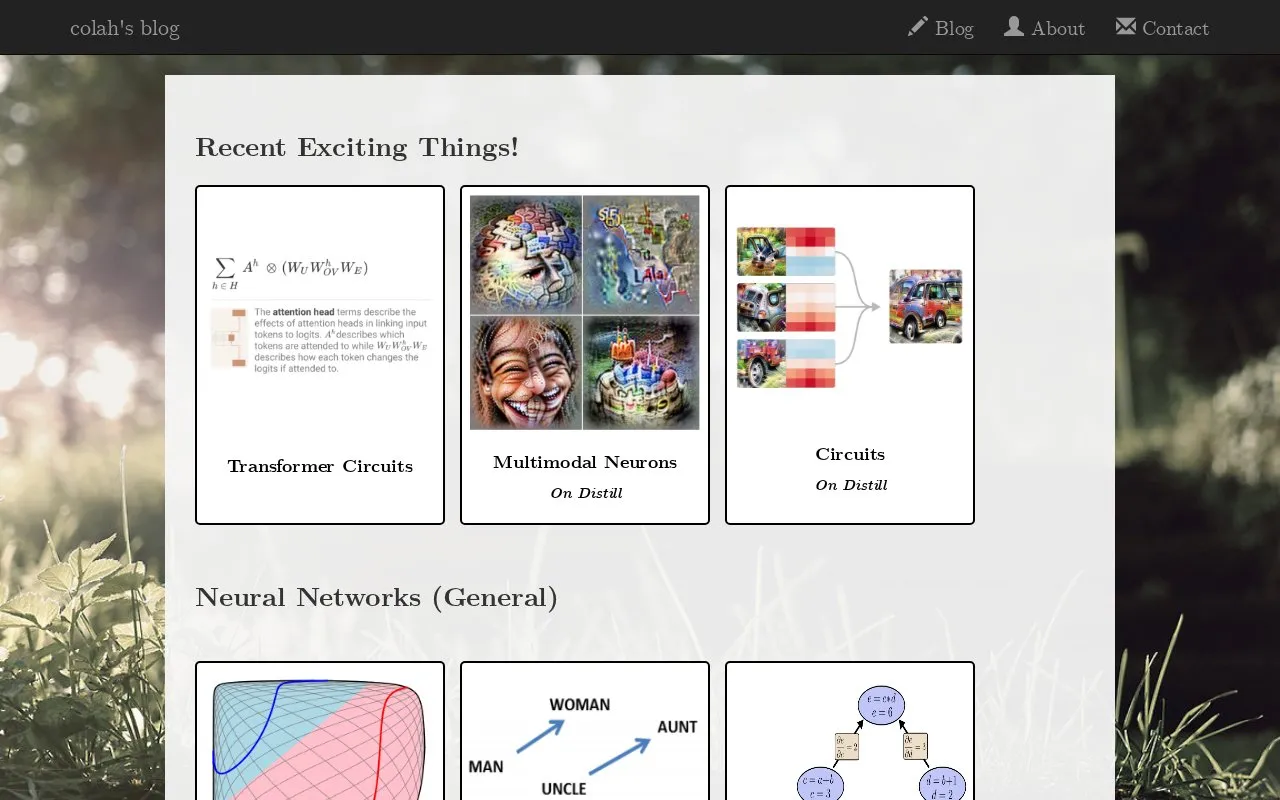 Colah's Blog homepage screenshot
