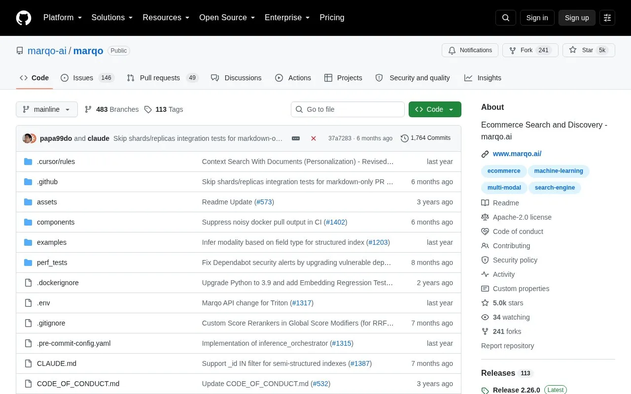 Marqo homepage screenshot