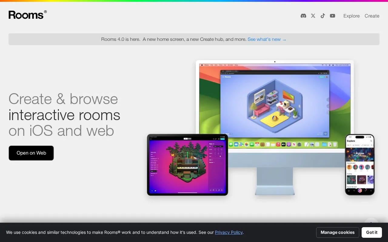Rooms homepage screenshot