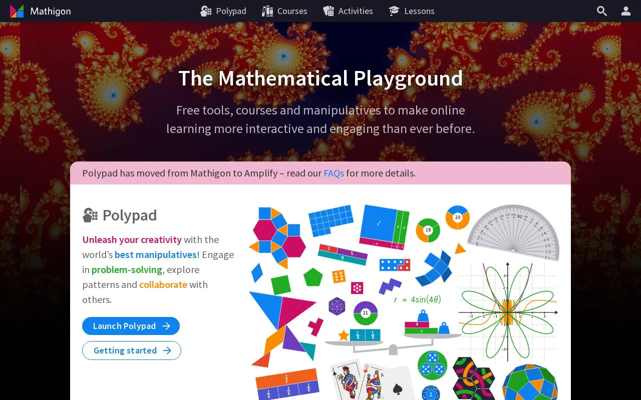 Mathigon homepage screenshot