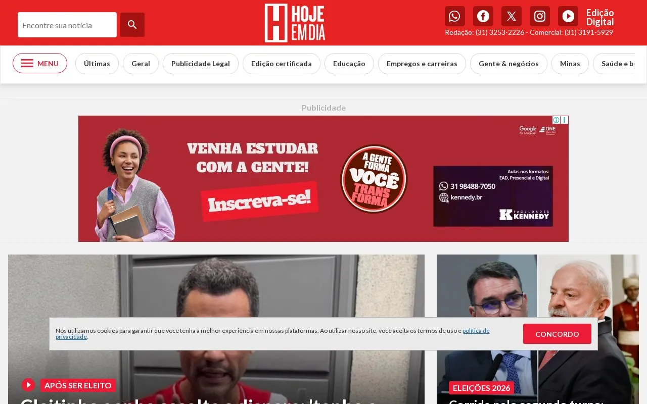Hoje em Dia Newspaper homepage screenshot