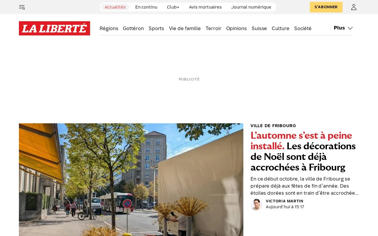 La Liberté homepage screenshot
