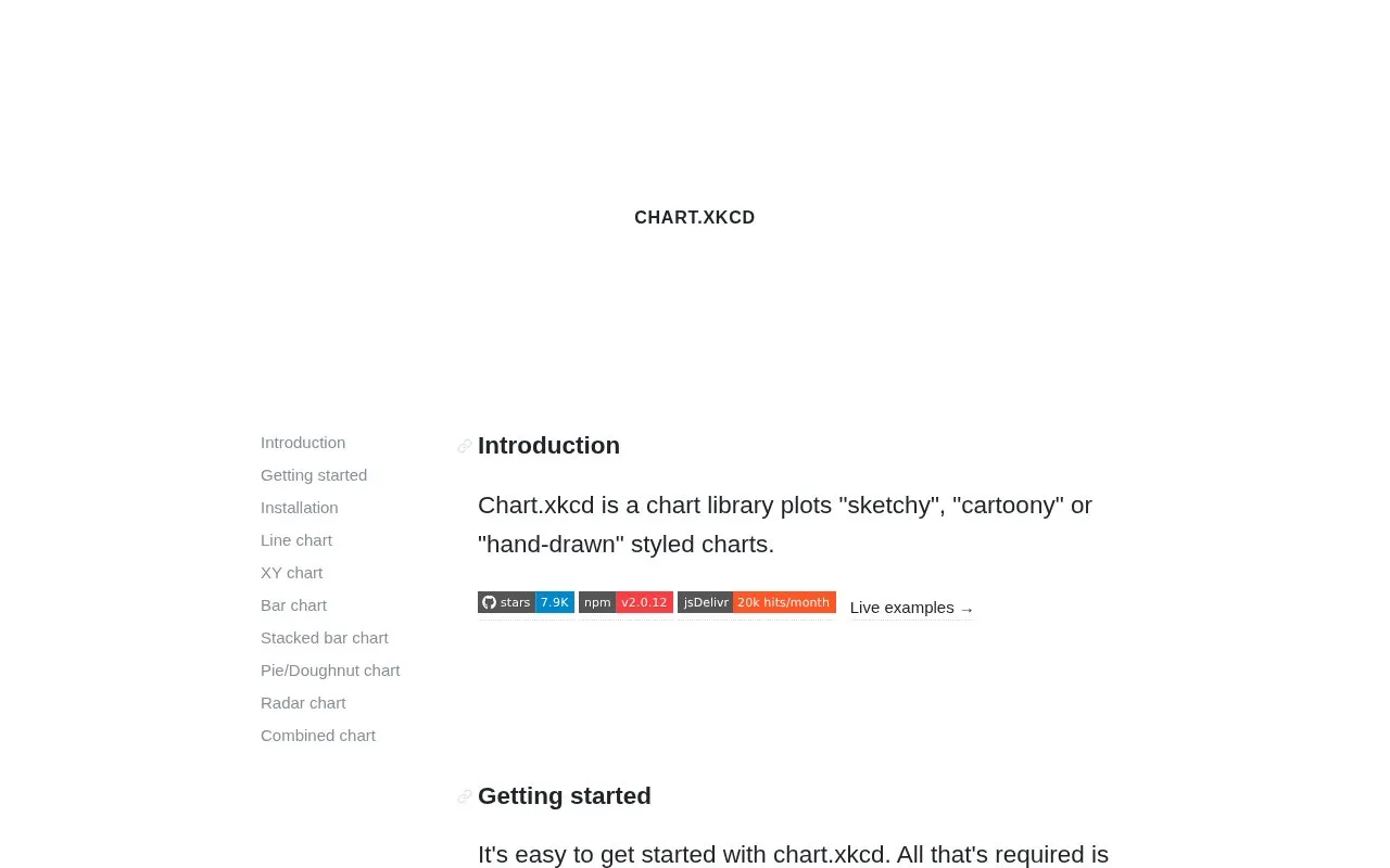 Chart.xkcd homepage screenshot