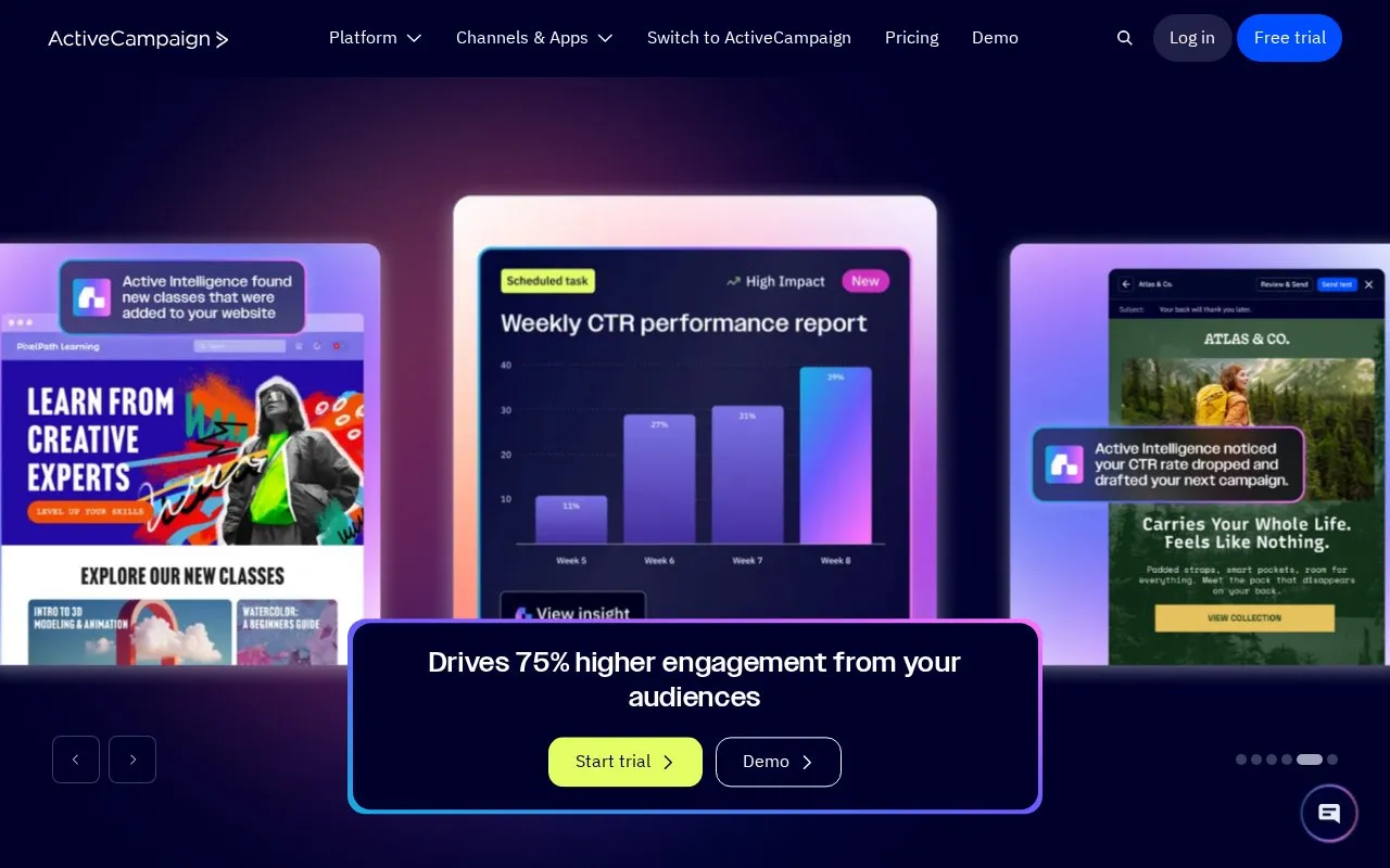 ActiveCampaign homepage screenshot