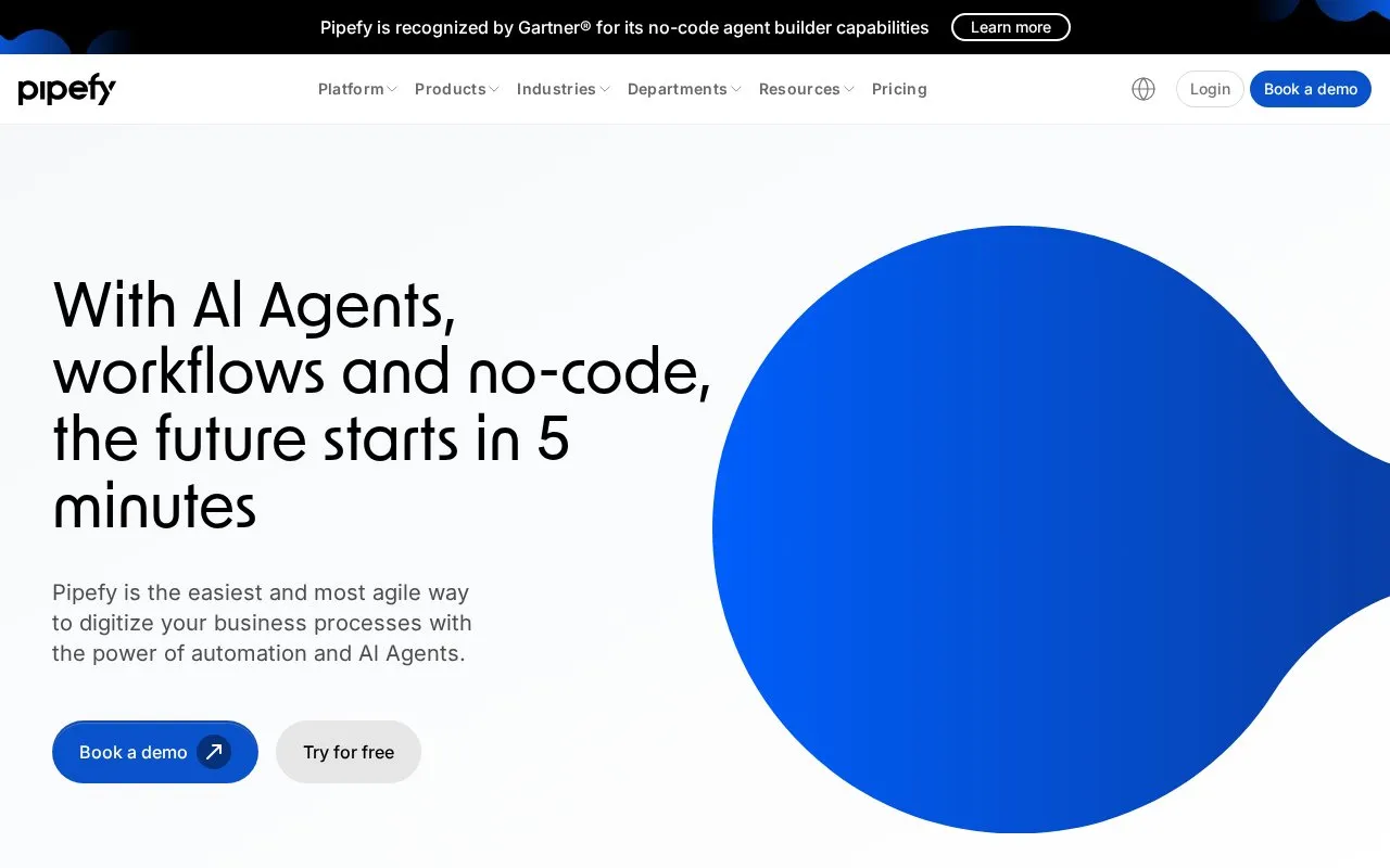 Pipefy homepage screenshot
