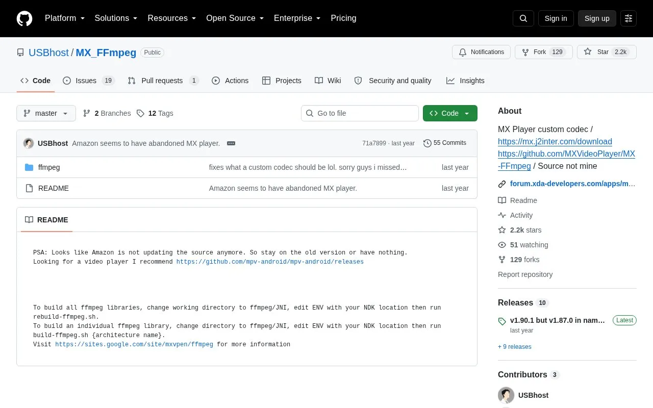 Codec homepage screenshot