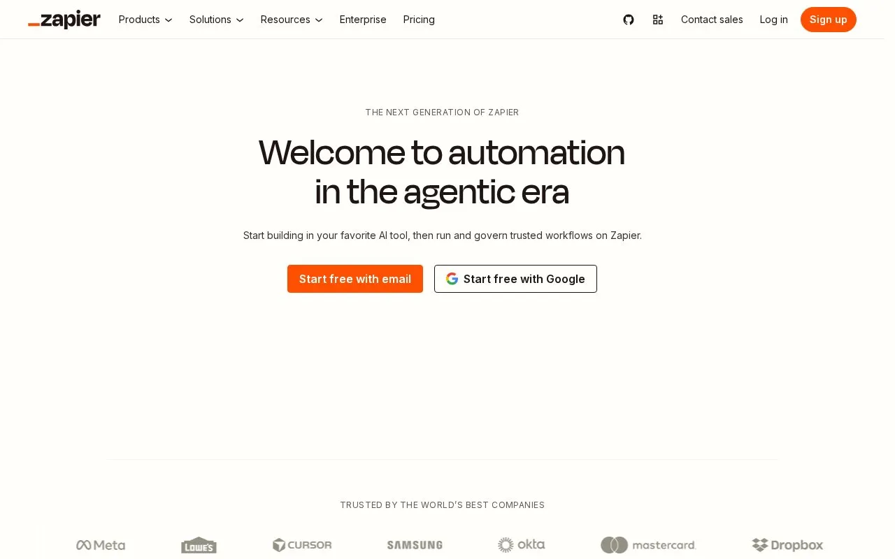 Zapier homepage screenshot