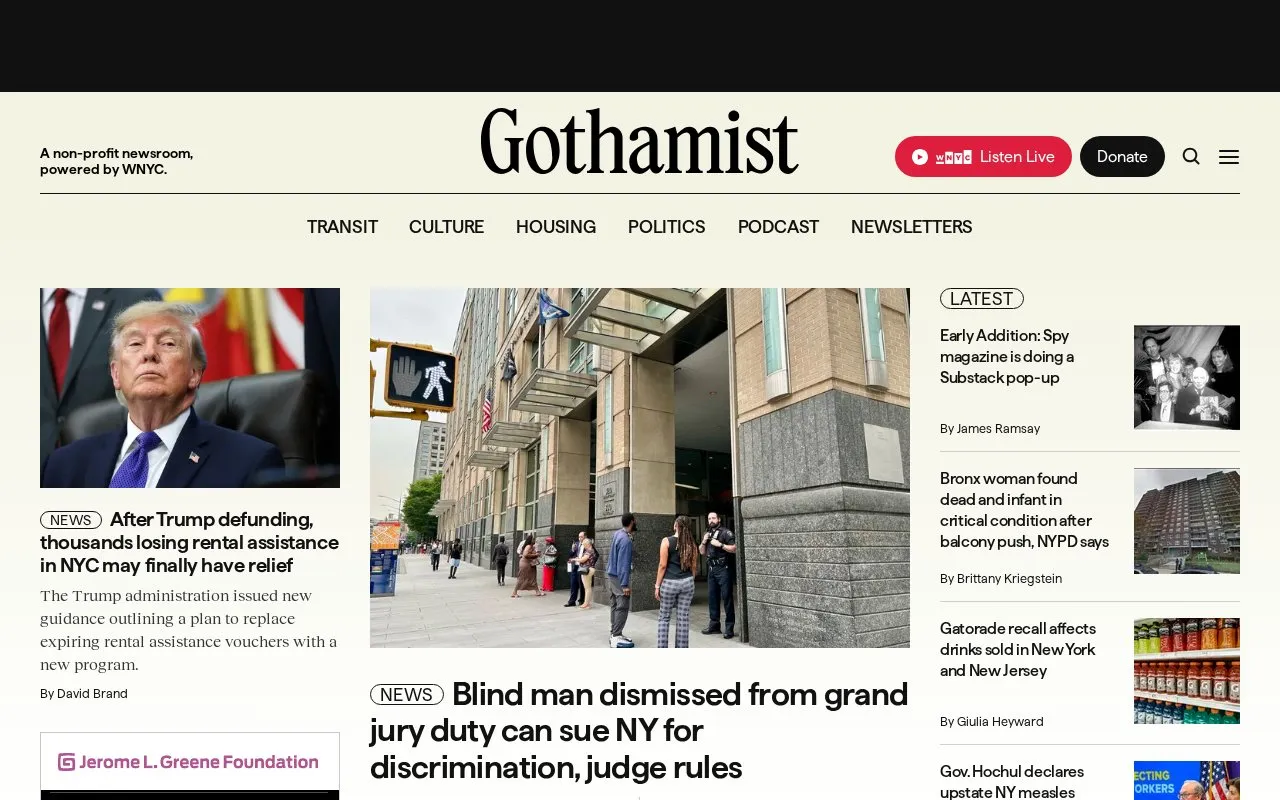 Gothamist homepage screenshot