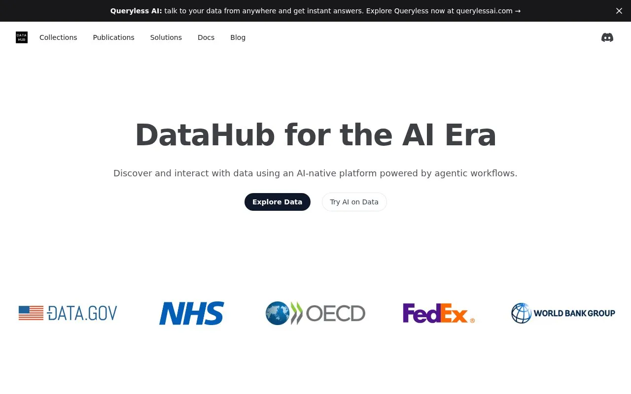 DataHub homepage screenshot