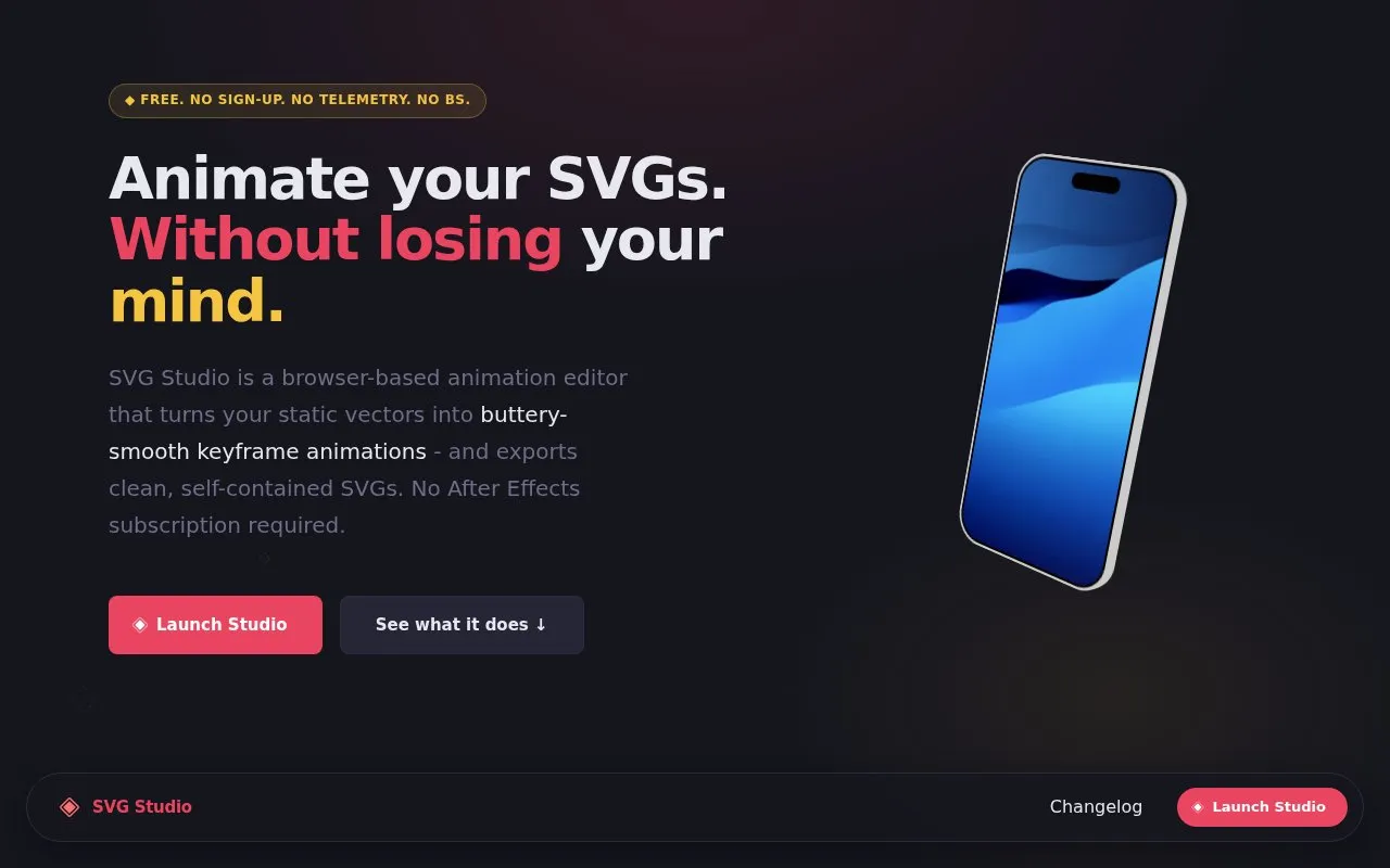 SVG Studio homepage screenshot