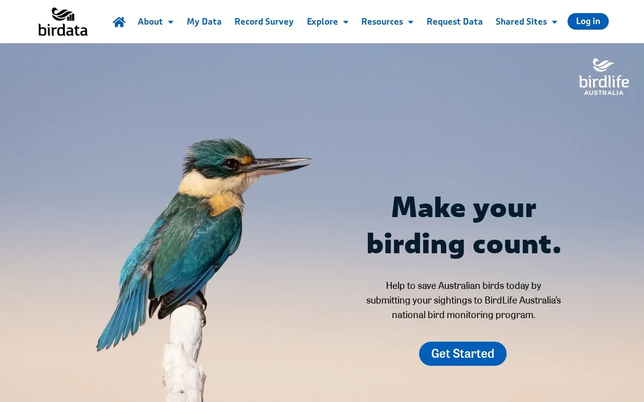 Birdata homepage screenshot