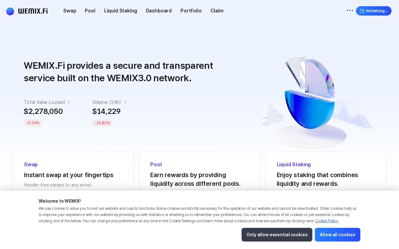 WEMIX Concentrated Range Deposit homepage screenshot