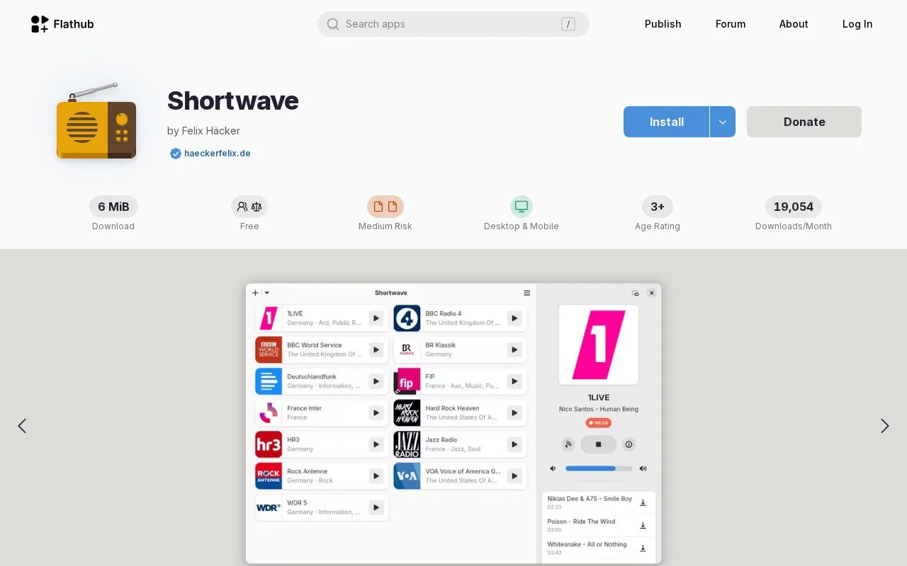 Shortwave homepage screenshot