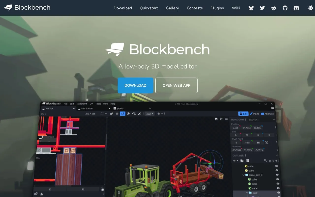 Blockbench homepage screenshot