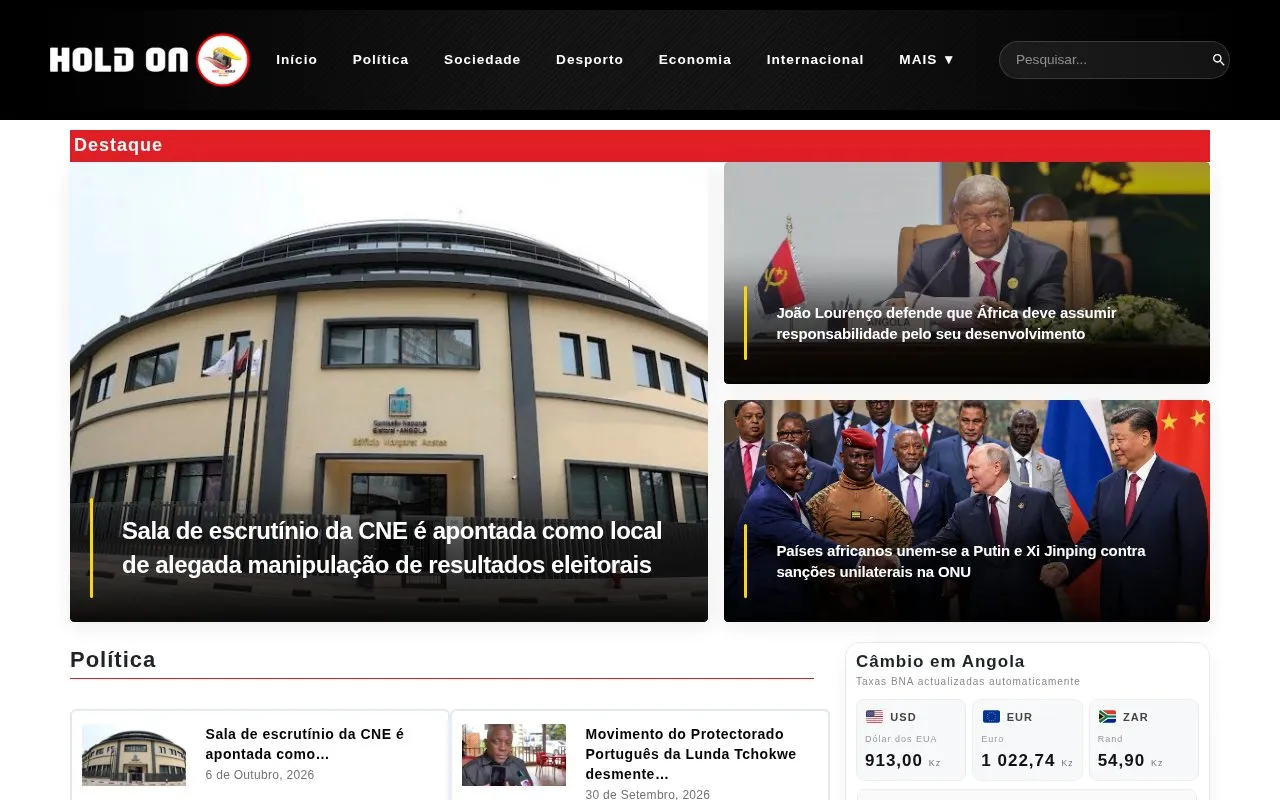 Hold On Angola homepage screenshot