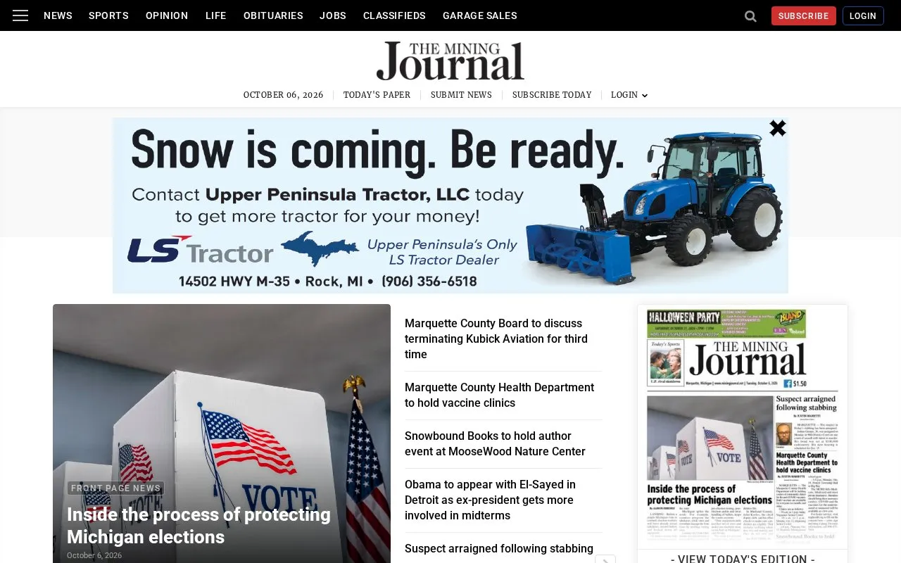 The Mining Journal homepage screenshot