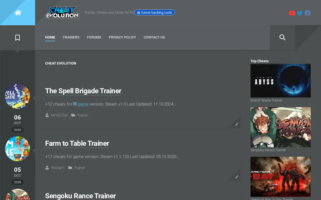 CheatRevolution homepage screenshot