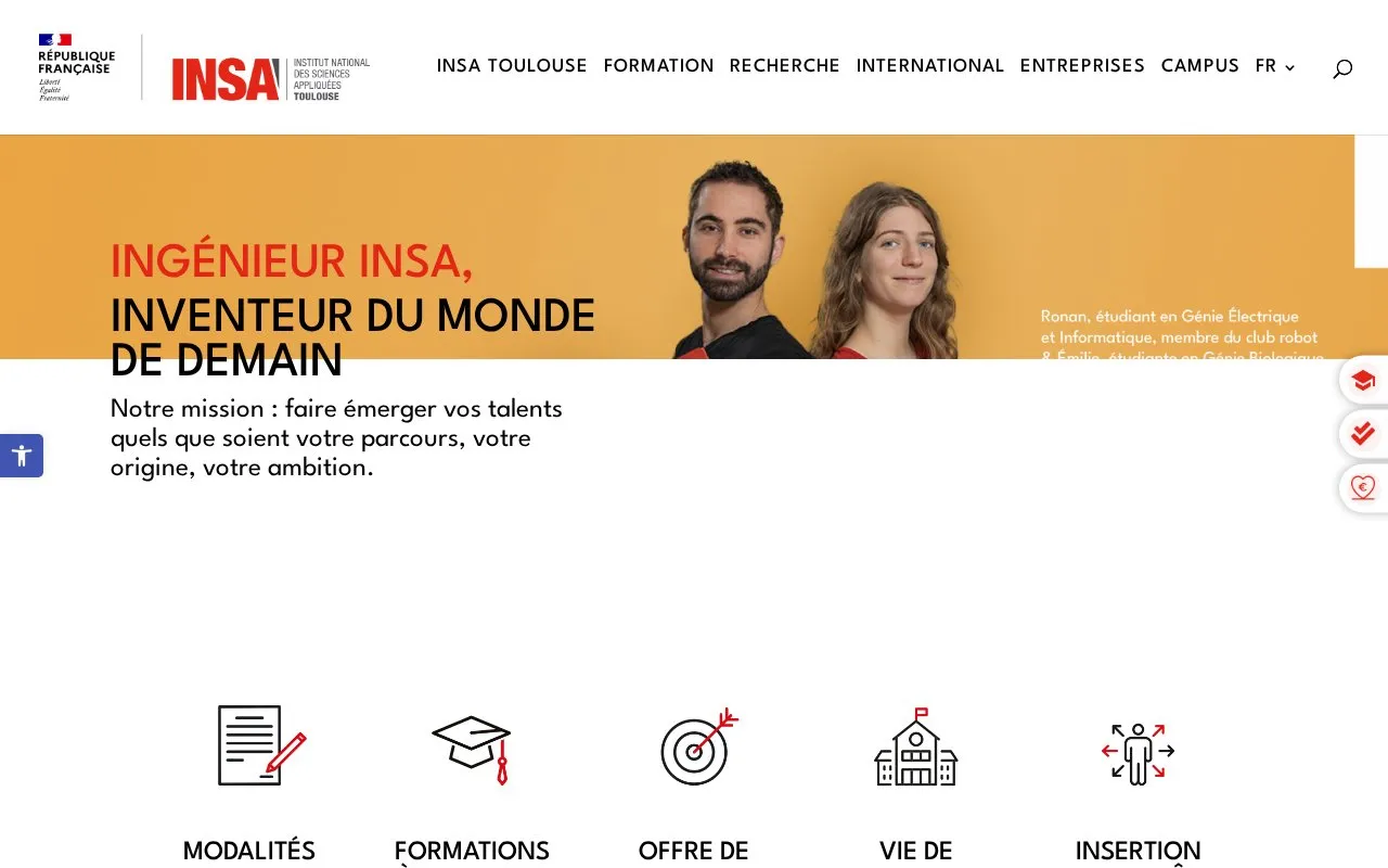 Institut National des Sciences Appliquees de Toulouse homepage screenshot