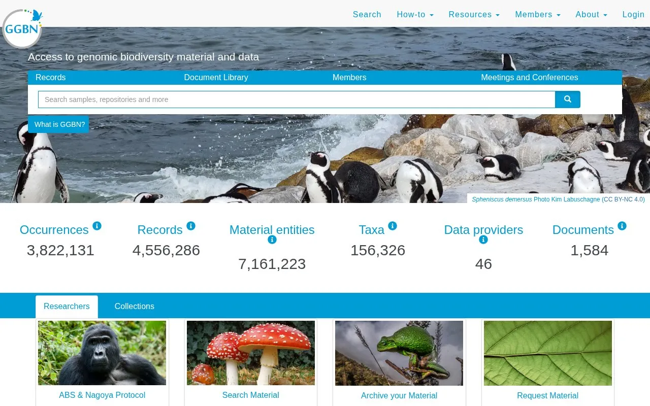 Global Genome Biodiversity Network homepage screenshot