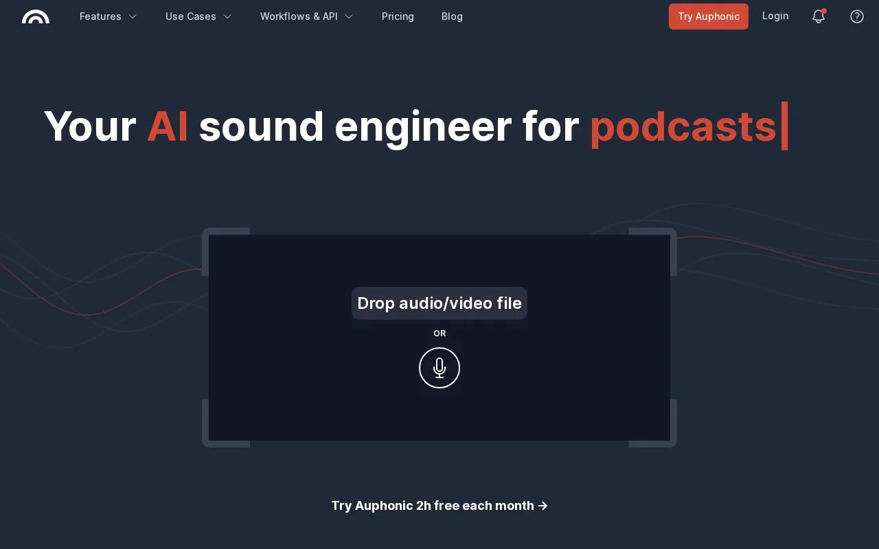 Auphonic homepage screenshot