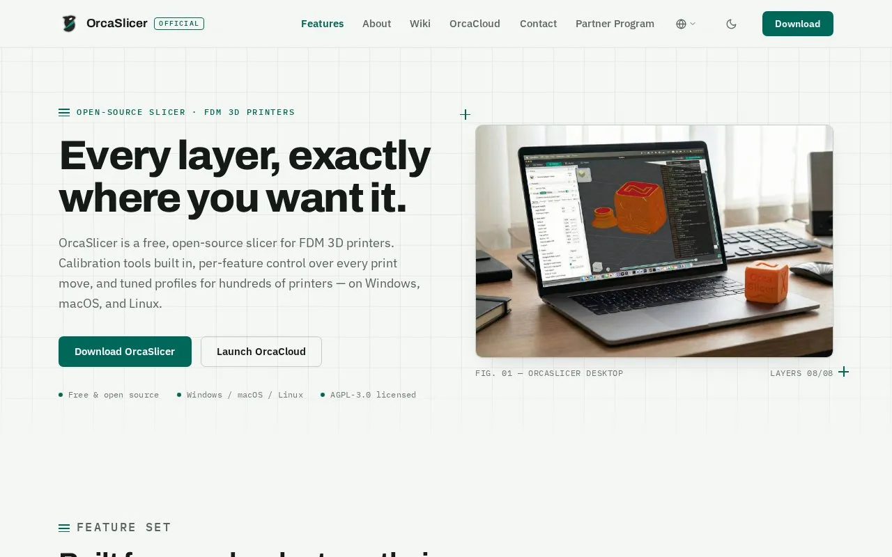 OrcaSlicer homepage screenshot