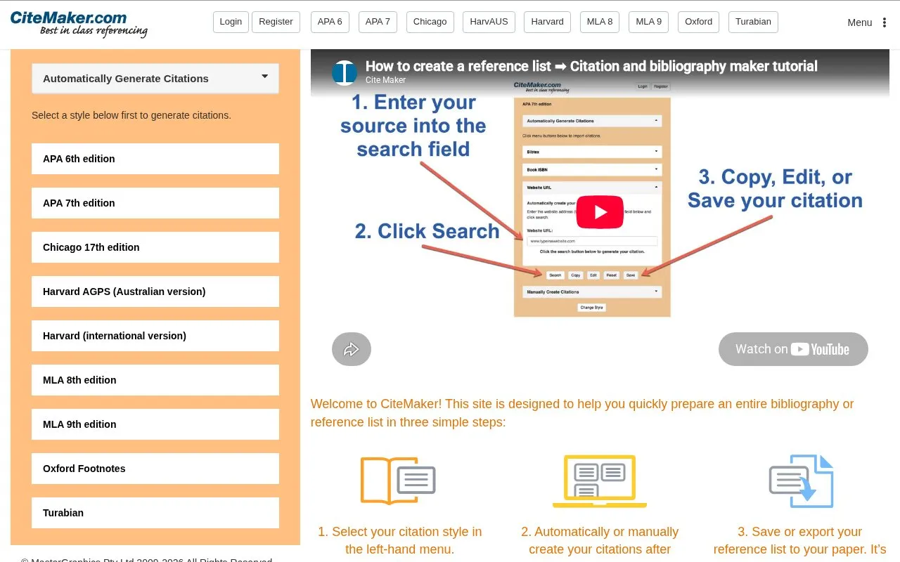 citemaker homepage screenshot