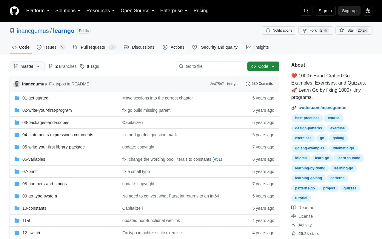 LearnGo homepage screenshot