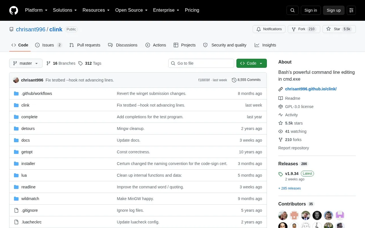 Clink homepage screenshot