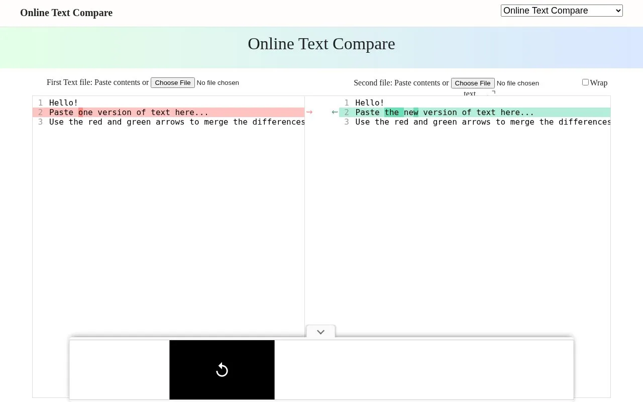OnlineTextCompare homepage screenshot