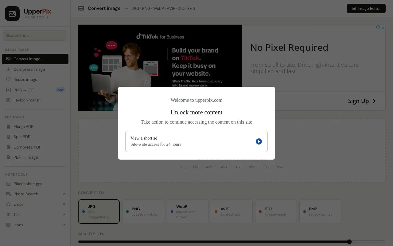 UpperPix homepage screenshot