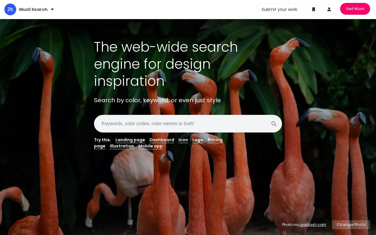 Muzli homepage screenshot