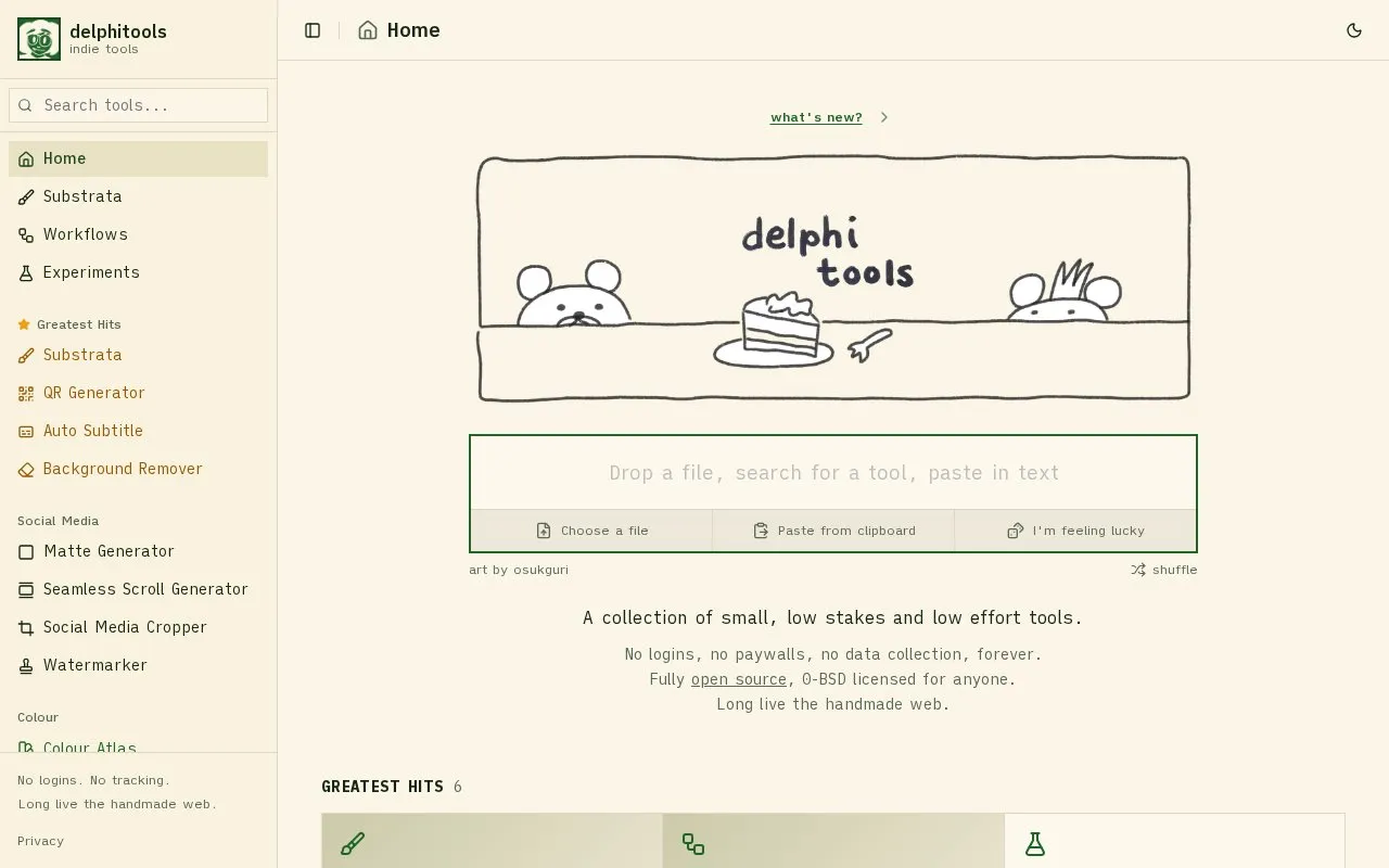 delphitools homepage screenshot