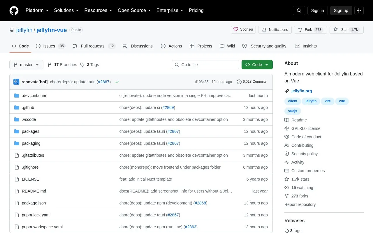 Jellyfin Vue homepage screenshot