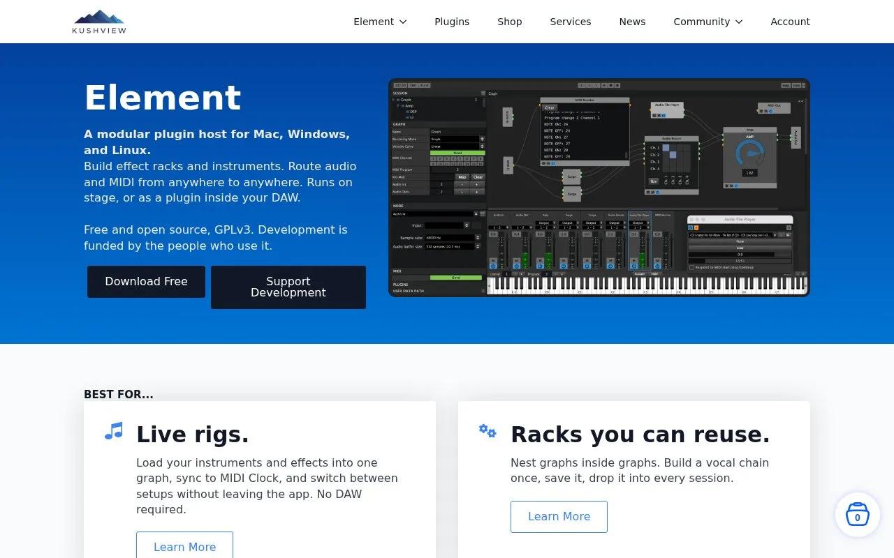 Element homepage screenshot