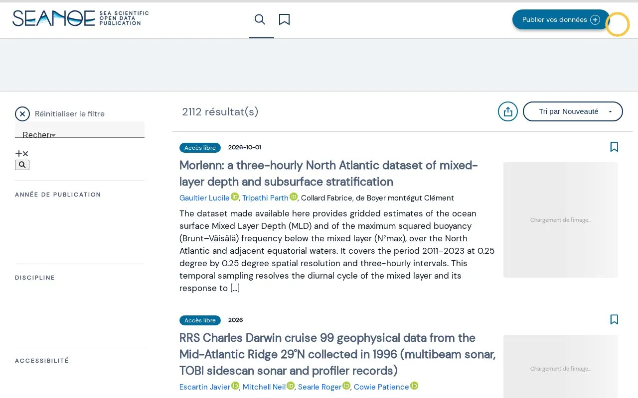 SEANOE homepage screenshot