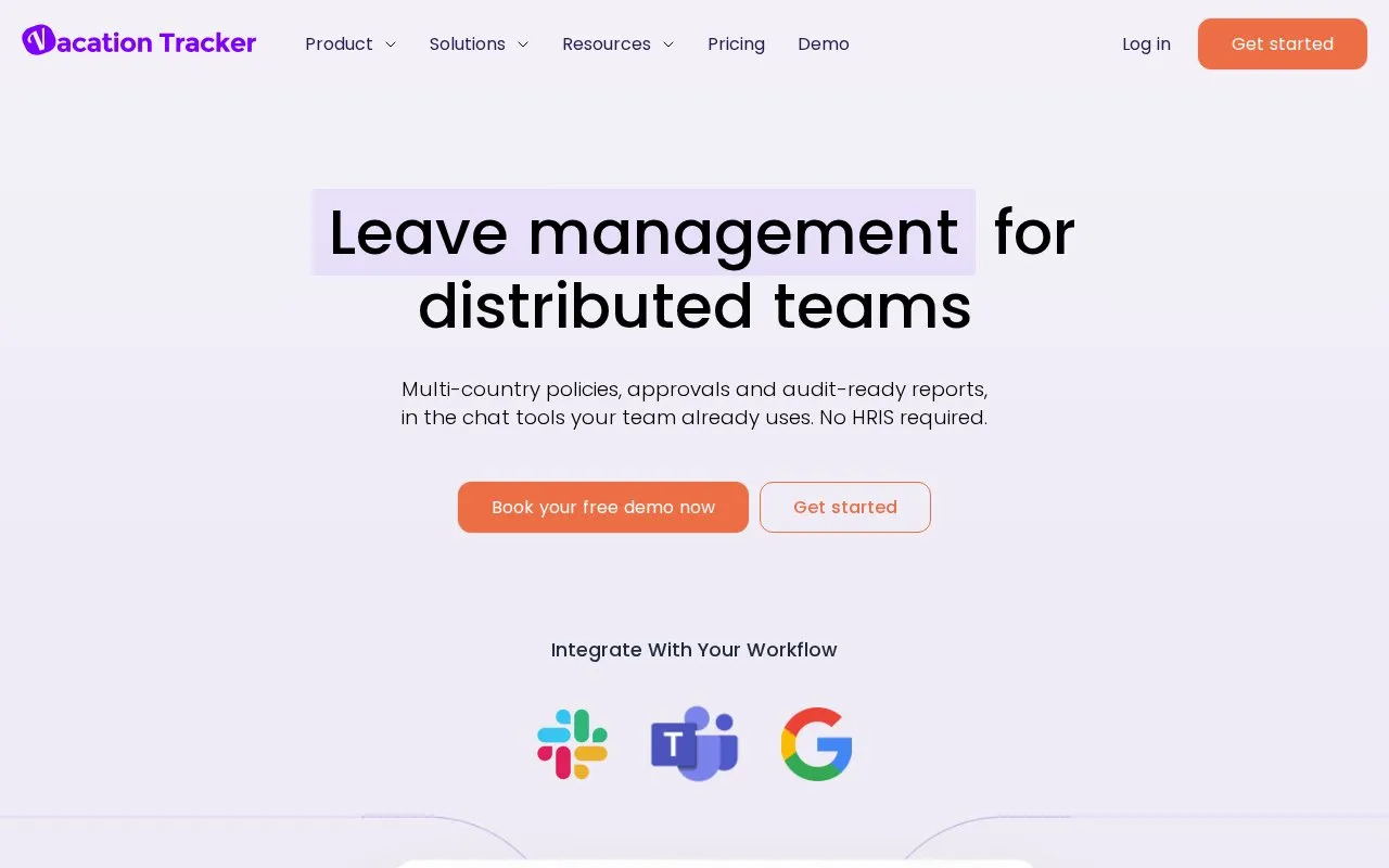 Vacation Tracker homepage screenshot