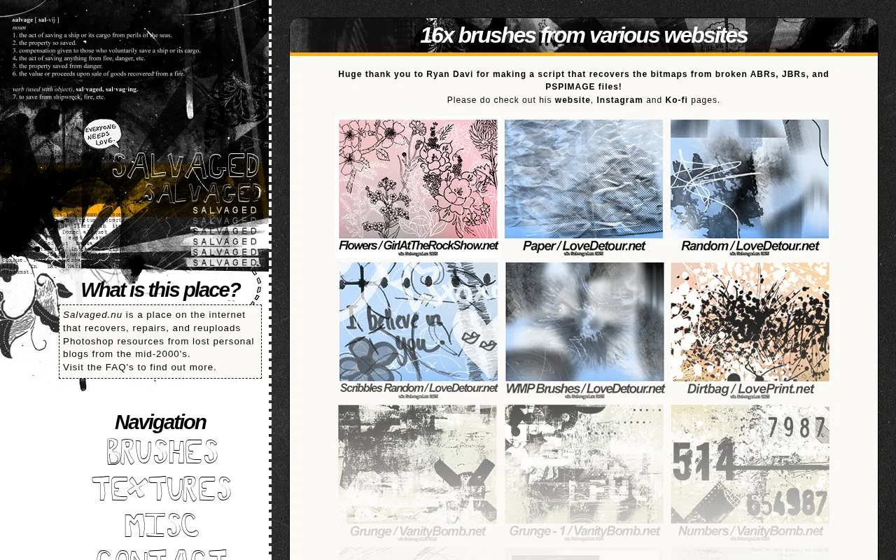 Salvaged homepage screenshot