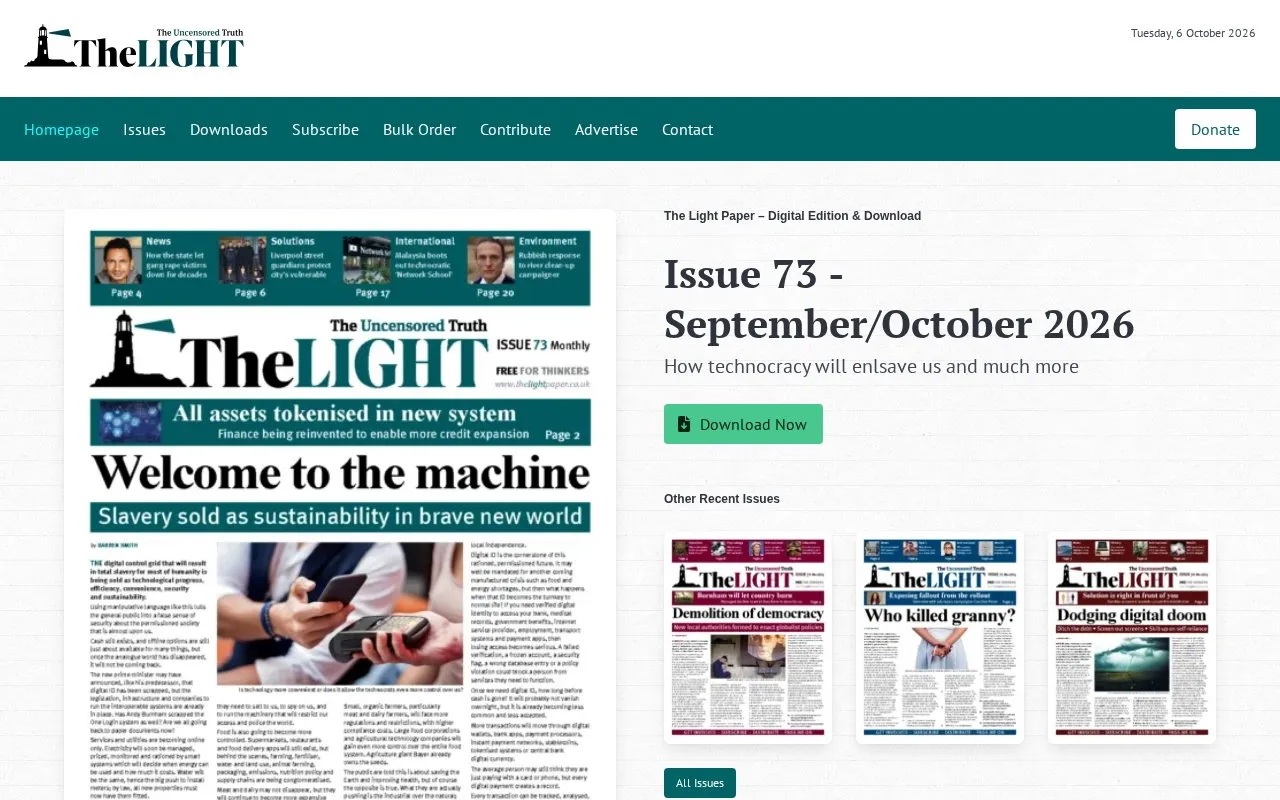 The Light Paper homepage screenshot