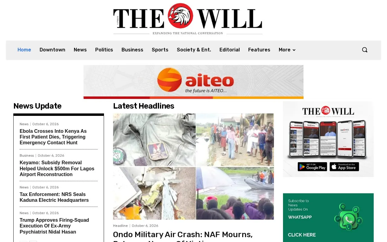 The Will homepage screenshot
