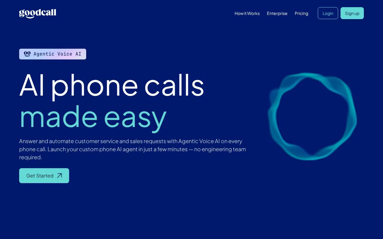 Goodcall homepage screenshot