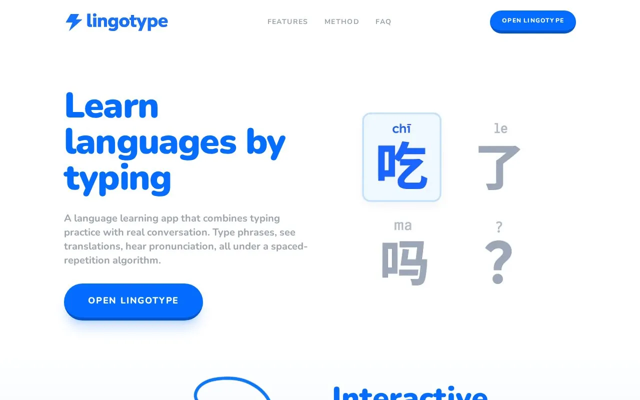 Lingotype homepage screenshot