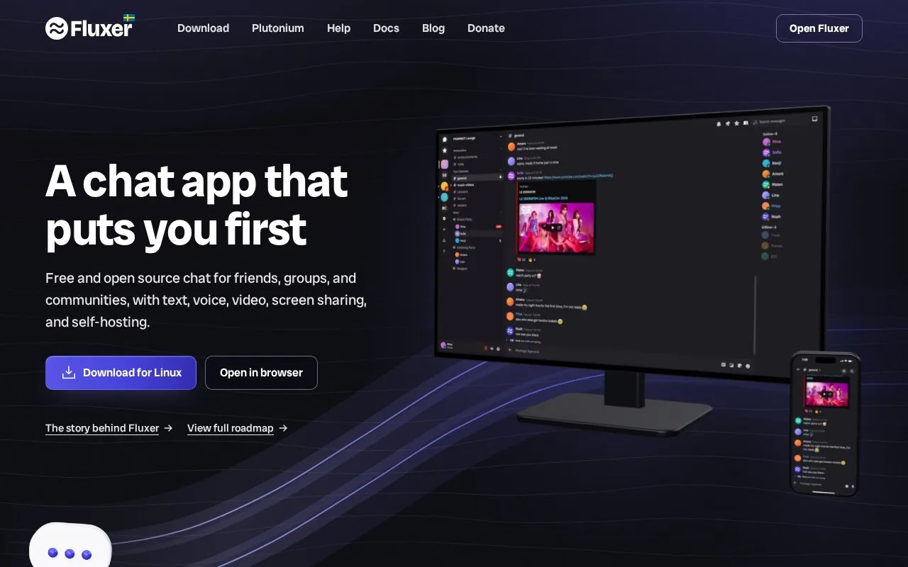 Fluxer homepage screenshot
