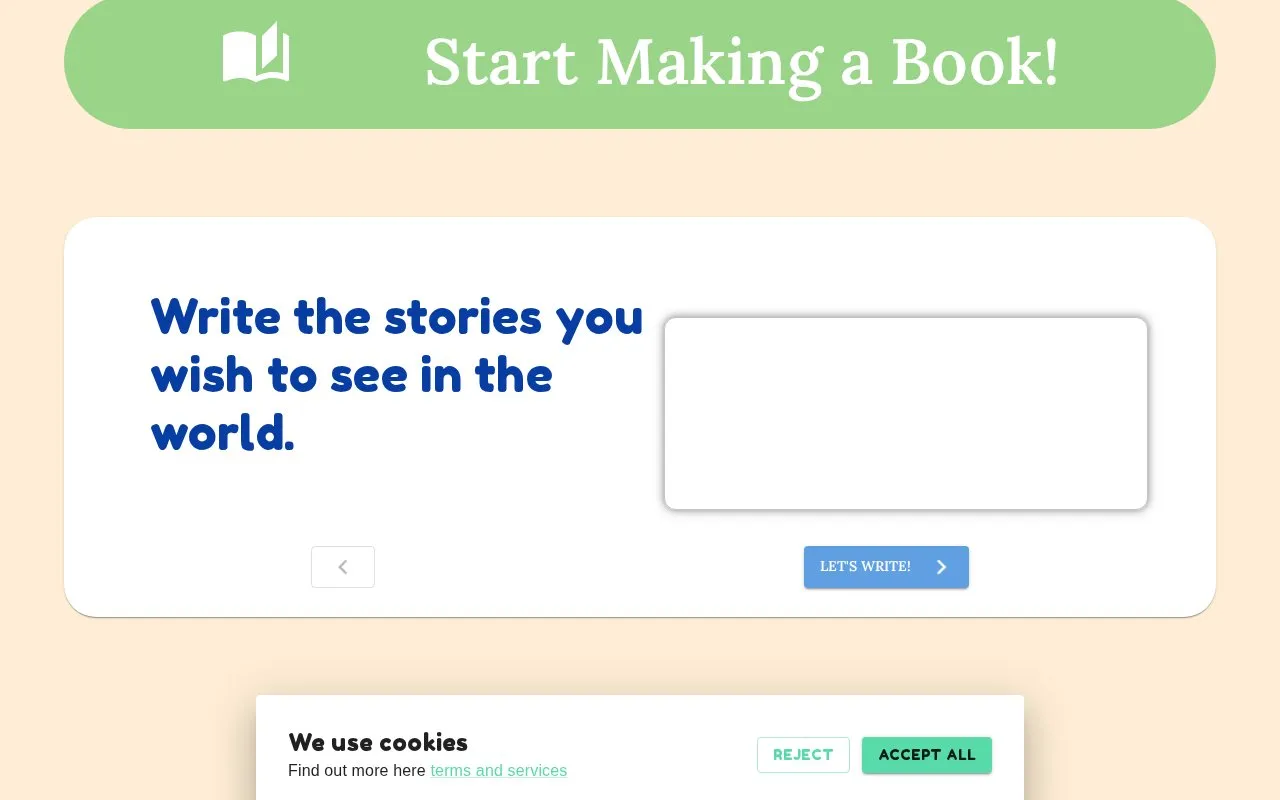 Your Own Story Book homepage screenshot