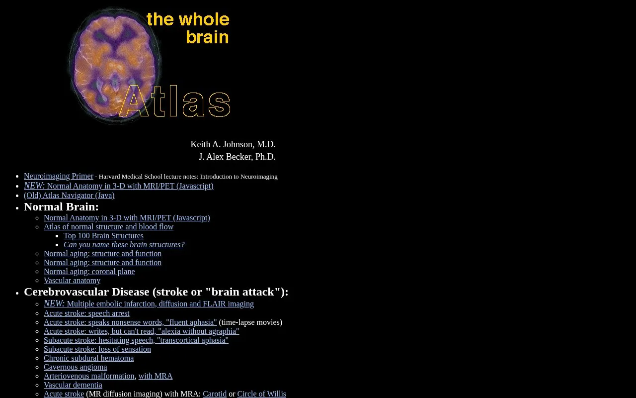 The whole brain Atlas homepage screenshot