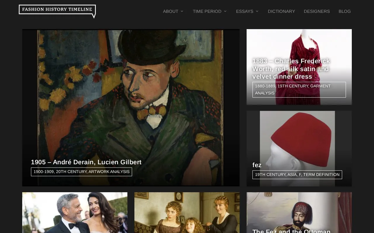 Fashion History Timeline homepage screenshot