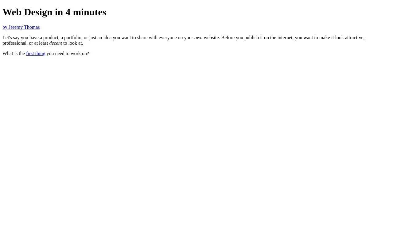Web Design in 4 Minutes homepage screenshot